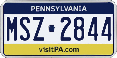 PA license plate MSZ2844