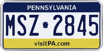 PA license plate MSZ2845