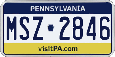 PA license plate MSZ2846
