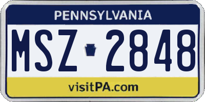 PA license plate MSZ2848