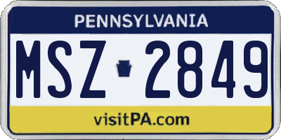 PA license plate MSZ2849