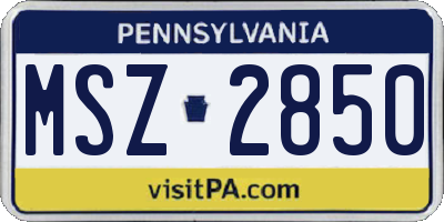 PA license plate MSZ2850