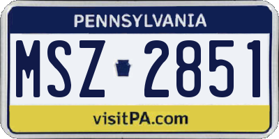 PA license plate MSZ2851