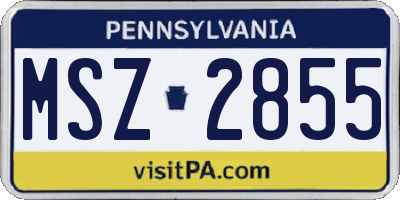 PA license plate MSZ2855