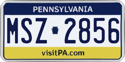 PA license plate MSZ2856