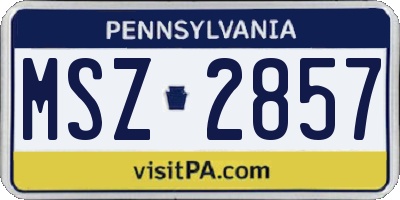 PA license plate MSZ2857