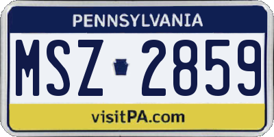 PA license plate MSZ2859