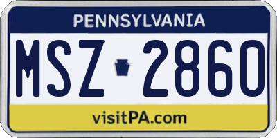 PA license plate MSZ2860
