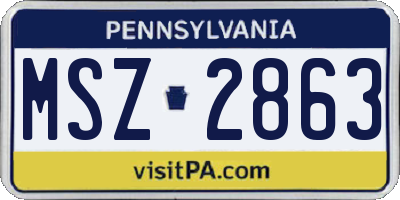 PA license plate MSZ2863