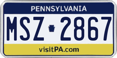 PA license plate MSZ2867