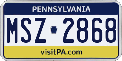 PA license plate MSZ2868
