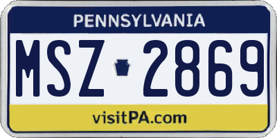 PA license plate MSZ2869