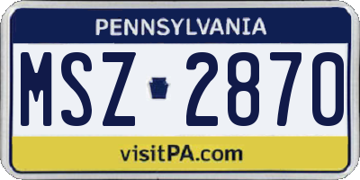 PA license plate MSZ2870