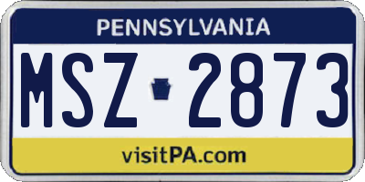 PA license plate MSZ2873