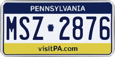 PA license plate MSZ2876