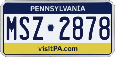 PA license plate MSZ2878