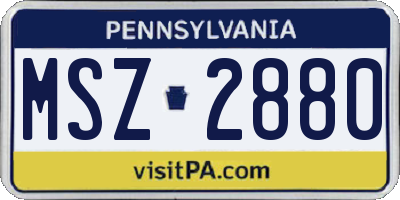 PA license plate MSZ2880