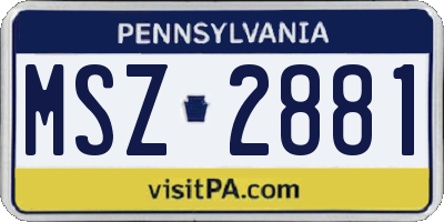 PA license plate MSZ2881