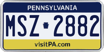PA license plate MSZ2882