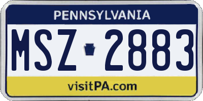 PA license plate MSZ2883