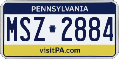 PA license plate MSZ2884
