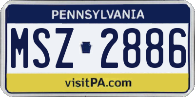 PA license plate MSZ2886