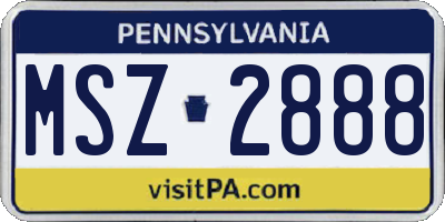 PA license plate MSZ2888