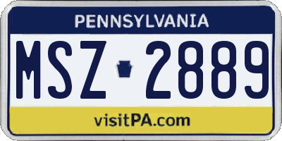 PA license plate MSZ2889