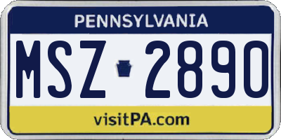 PA license plate MSZ2890