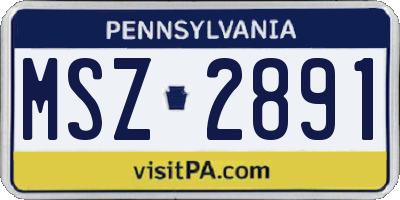 PA license plate MSZ2891
