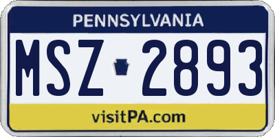 PA license plate MSZ2893