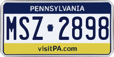 PA license plate MSZ2898