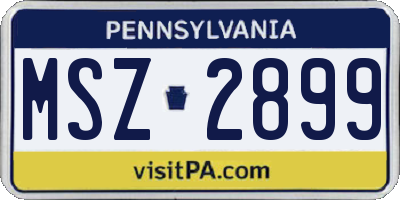 PA license plate MSZ2899