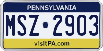 PA license plate MSZ2903