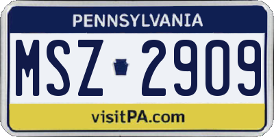 PA license plate MSZ2909