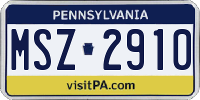 PA license plate MSZ2910