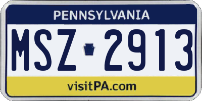 PA license plate MSZ2913