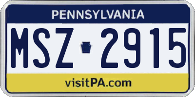 PA license plate MSZ2915