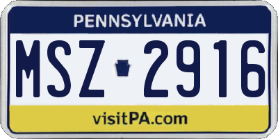 PA license plate MSZ2916
