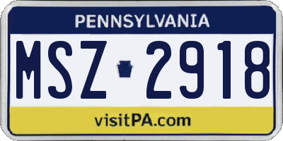 PA license plate MSZ2918
