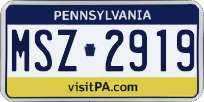 PA license plate MSZ2919
