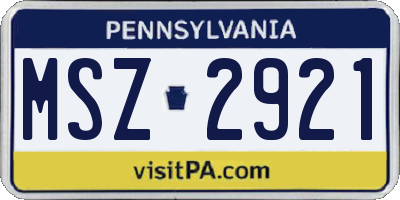 PA license plate MSZ2921