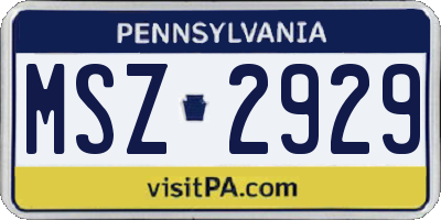PA license plate MSZ2929