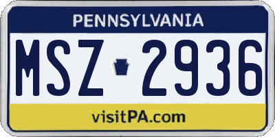 PA license plate MSZ2936