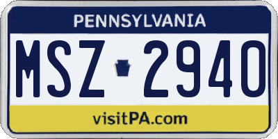 PA license plate MSZ2940