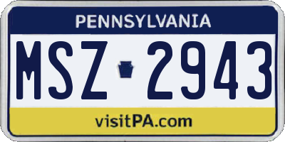 PA license plate MSZ2943