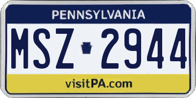 PA license plate MSZ2944