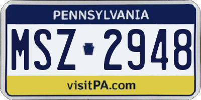 PA license plate MSZ2948