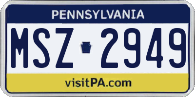 PA license plate MSZ2949