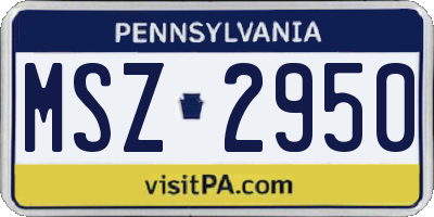 PA license plate MSZ2950